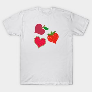 Heart shaped berries and fruits. T-Shirt